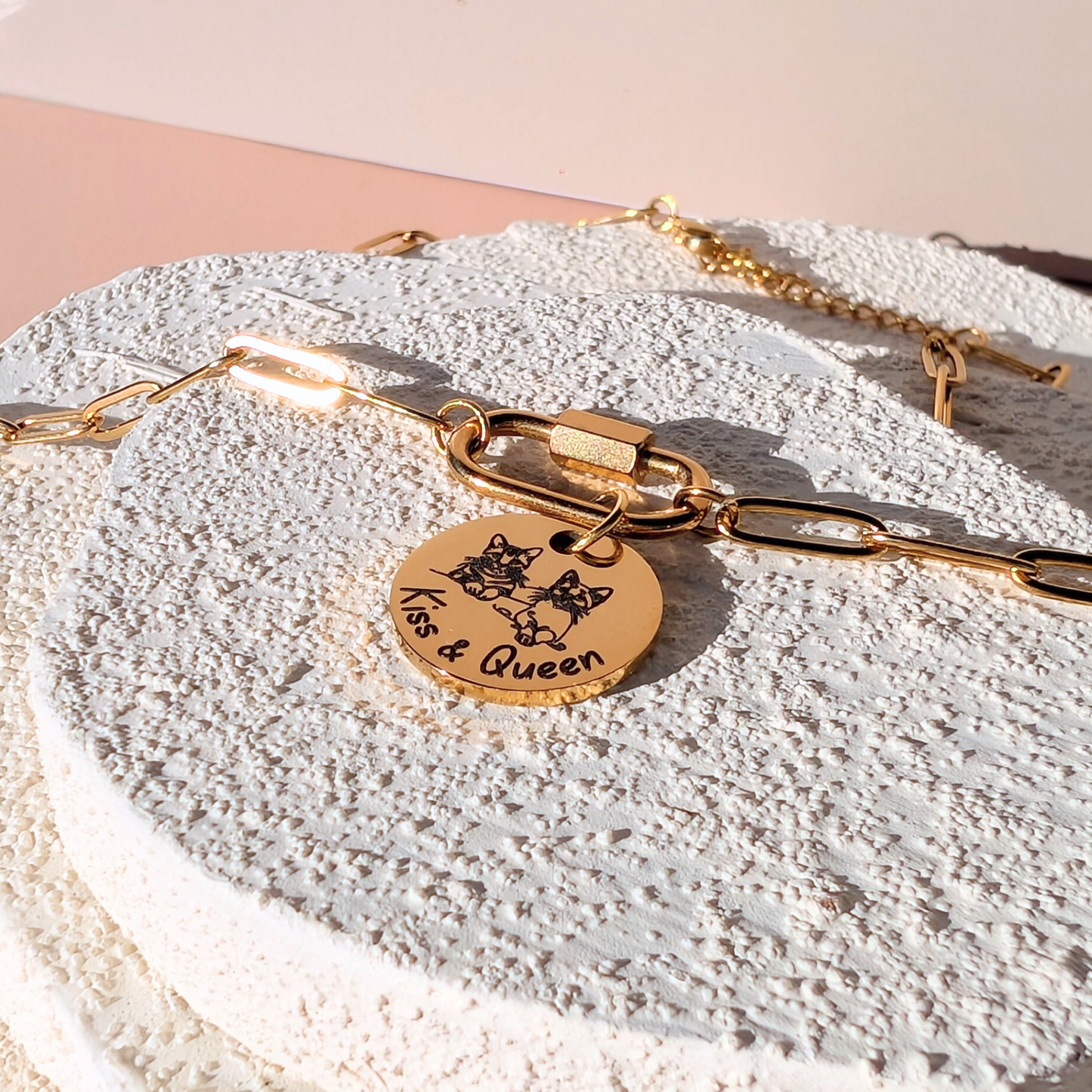 Collier Or 18K gravé