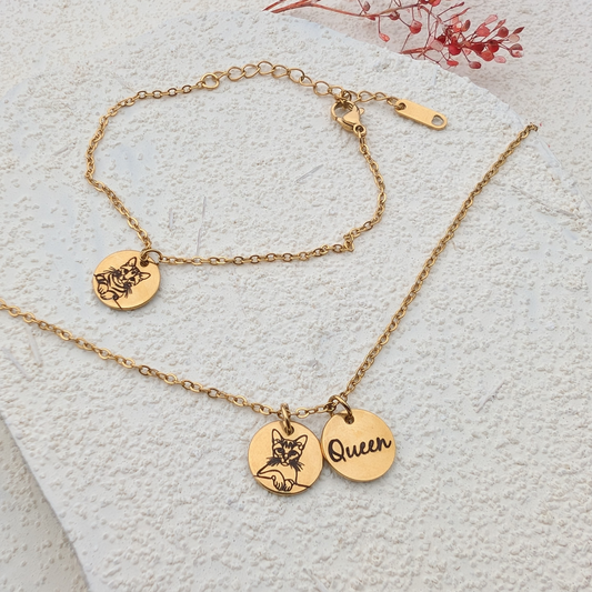 Bracelet et collier personnalisés gravés